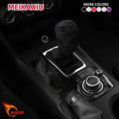 2 SET Winter short plush hand warmer comfortable car handbrake cover handle cover handle cover interior car accessories