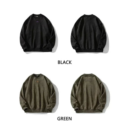 TFETTERS Chamois Leather Sweatshirt for Men Fleece 2025 Autumn Winter Warm O Neck Couples Pullover Outdoors Fashion Male Clothes