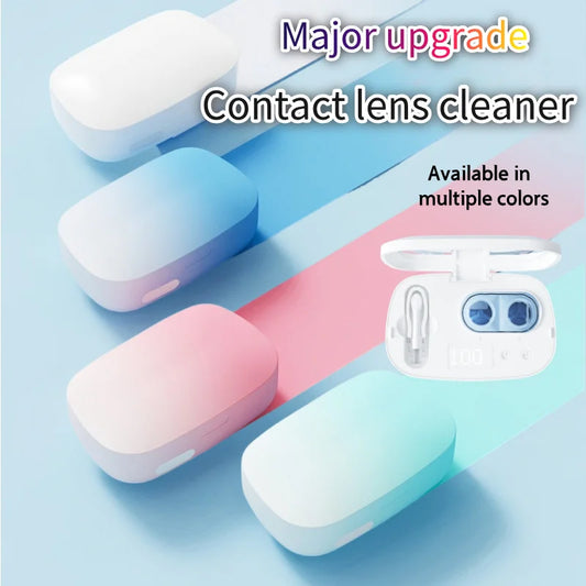 Portable Ultrasonic Contact Lens Cleaner Case with High Frequency Vibration USB Rechargeable Travel Beauty Pupil Storage Box Kit