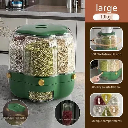 Moisture Proof Rice Bucket Rotating Sealed Grain Bucket Storage Box Practical Storage Box Kitchen Household Kitchen Products