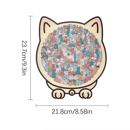 135pcs Cat Shaped Wooden Puzzle montessori Children toys Unique Cat Shape Jigsaw Puzzle Children's Birthday Gift & Home Decor