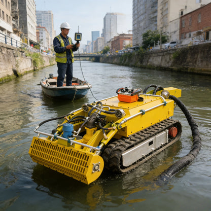 Fully Automated Customized Dredging Robot Eco-friendly Closed-loop Operation for River Septic Tank Dredging