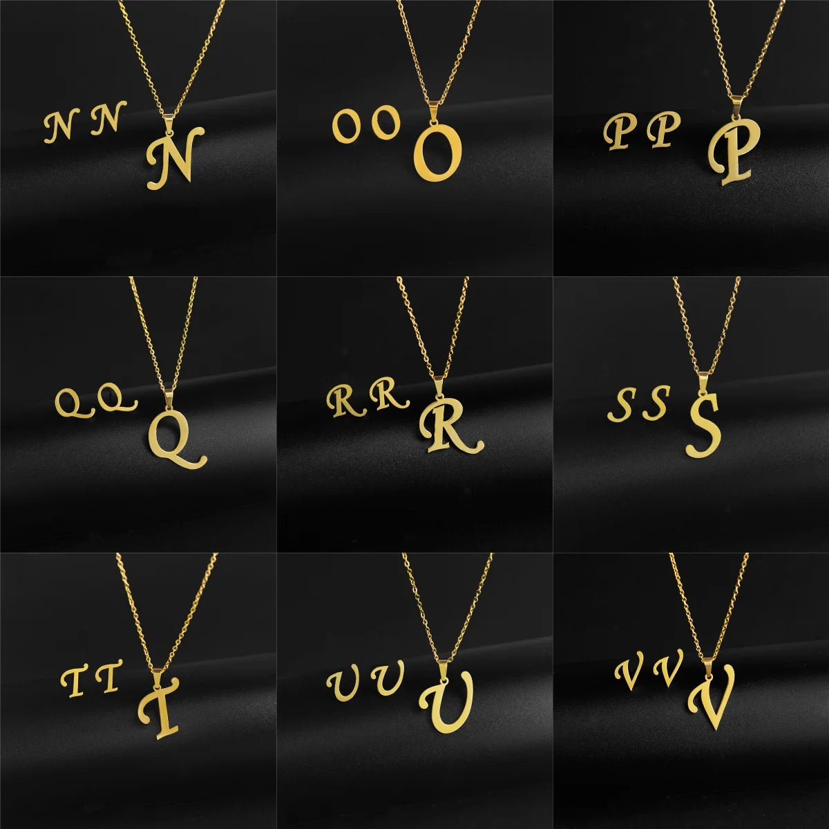 A-Z 26 Stainless Steel Initial Necklace and Earring Jewelry Set Letter Pendant Chain Alphabet Mom Christmas Gift
