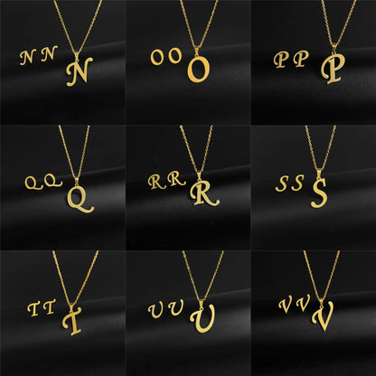A-Z 26 Stainless Steel Initial Necklace and Earring Jewelry Set Letter Pendant Chain Alphabet Mom Christmas Gift