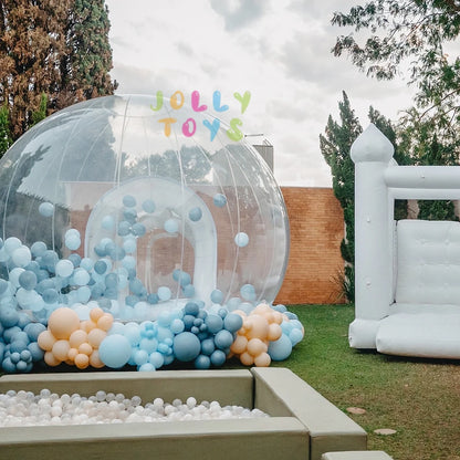 JOLLY TOYS Balloon Inflatable Bubble House with Trampoline and Transparent Dome PVC Material with Blower for Children Birthday