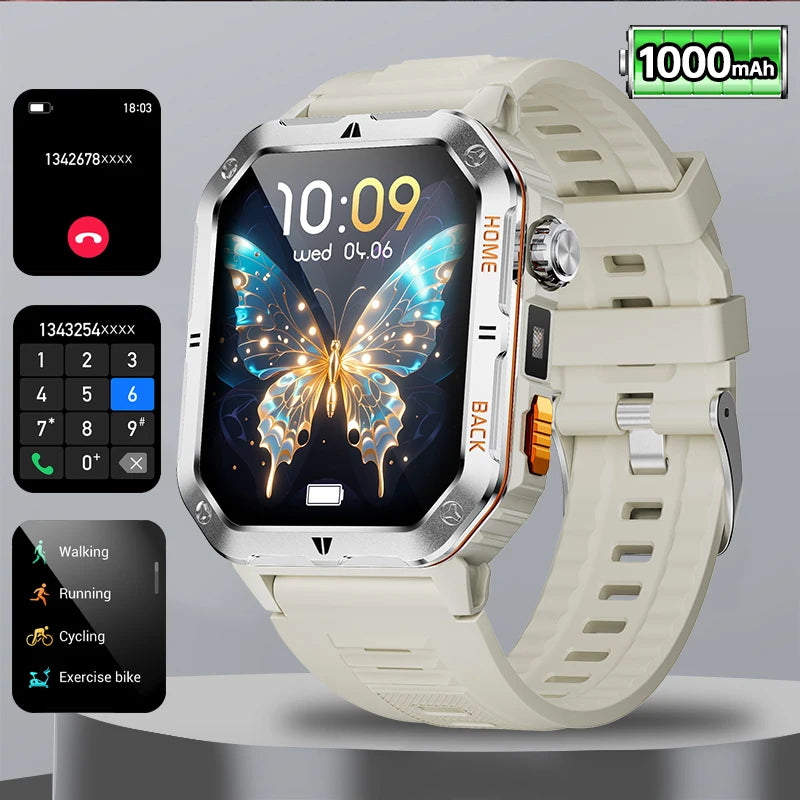 Smart Watch 2.01 Inch Screen Bluetooth Call 1000mAh Voice Assistant Watch Sport Fitness 3ATM Waterproof Smartwatch For Men 2025