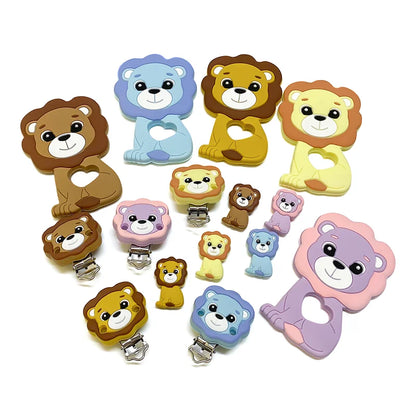 1/3/10pcs Lion Baby Silicone Teether Beads Toy DIY Pacifier Chain Necklaces Pendant Bite Chew Rodent For Teething Kids Toys