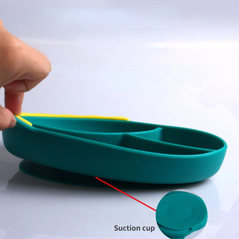 Sucker Silicone Dining Plate Baby Silicone Divided Supplementary Food Bowl Integrated Kid Products Anti Drop Baby Tableware Gift
