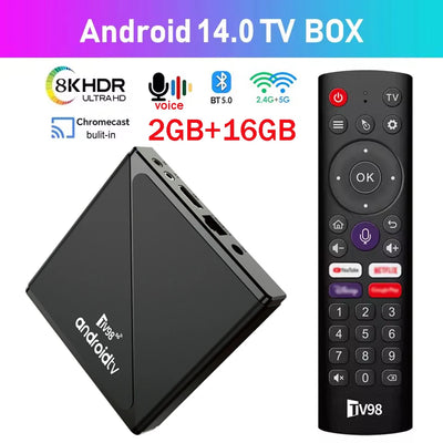 TV98 ATV Pro TV Box Android 14 Allwinner H313 Quad Core 4G 5G Dual Wifi 8K 4K Media Player TB 5.0 Support Voice control TV Box