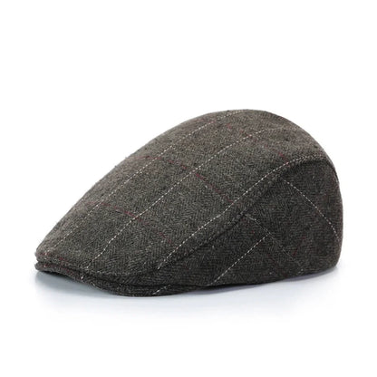 Retro Newsboy Caps Men British Painters Hats Autumn Winter Berets Herringbone Grid with Red Line Flat Cap Hip Hop Berets