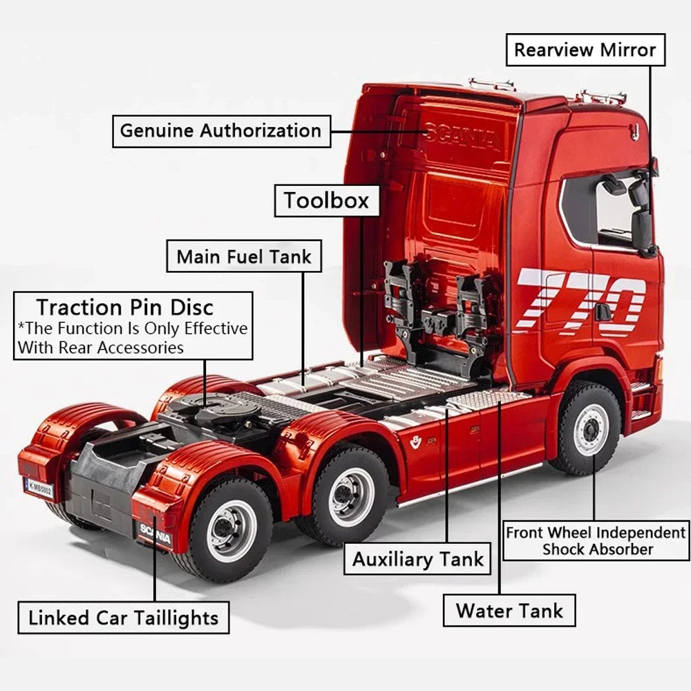 HUINA 1501 770S Alloy Tractor 19CH RC Truck 1/18 2.4G remote control Engineering Trailer Truck with Light and Sound Toys