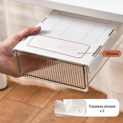 Desk Table Self Storage Boxs Under Desk Drawer Stick Stand Hidden Stationery Pens Office Home Organizer Accessories Supplies