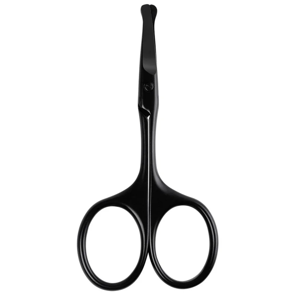 1PC Silver Mirror Light Black Round Head Safety Nose Hair Scissors Neutral Stainless Steel Scissors Clip For Trimming Nose Hair