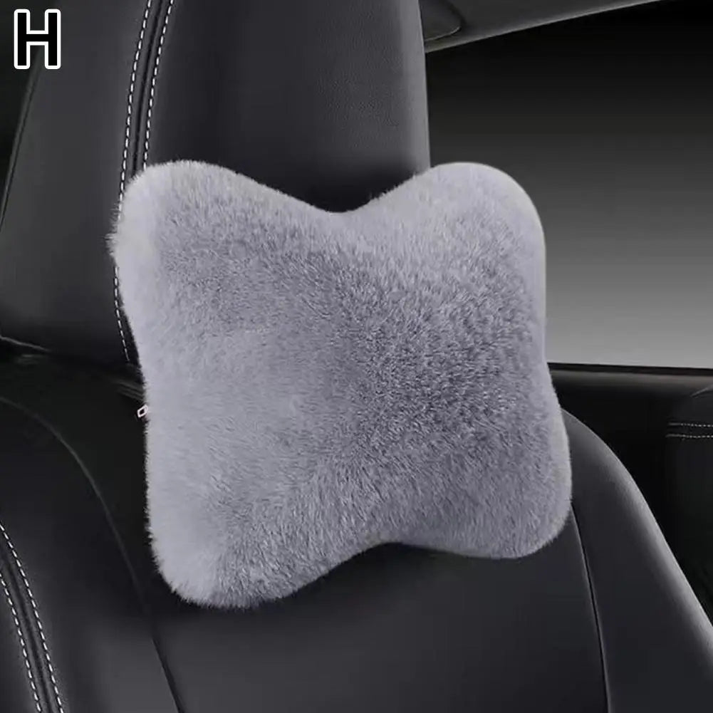 Winter Car Seat Neck Rest Pillow Plush Car Headrest Plush Cushion Warmth And Comfort Universal Lumbar Pillow Support Accessories