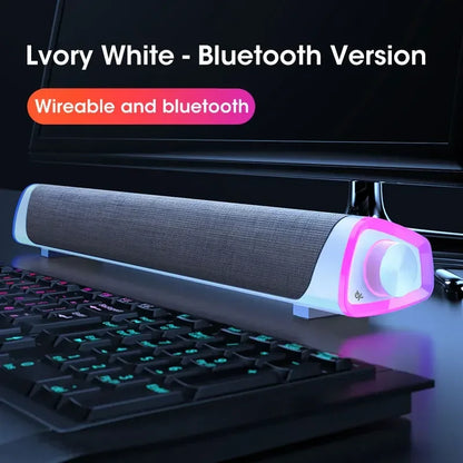2.1 Channel Soundbar with Subwoofer, Bluetooth 5.0 Speaker System for TV/PC, USB Powered Stereo Bass HD Audio for Laptop/Macbook