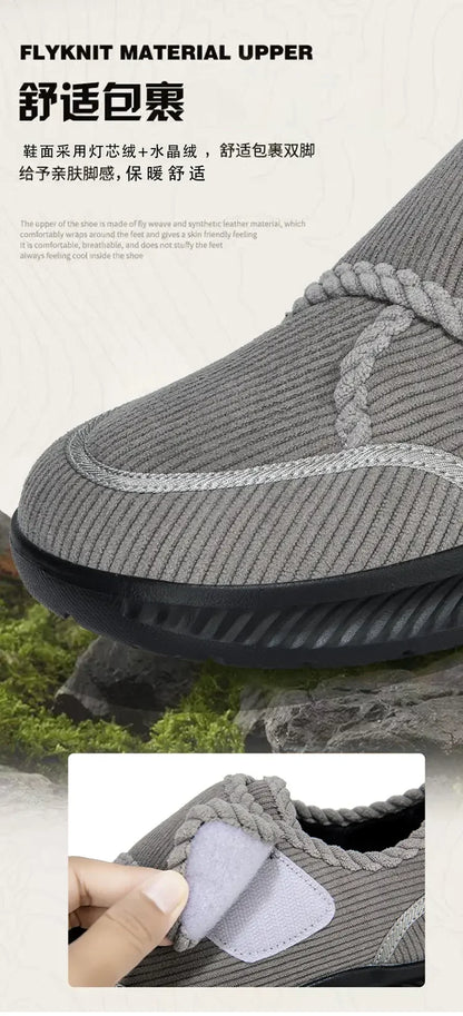 Wide Footed Shoes Winter Suede Casual Shoes Men Anti Slip Sole Loafers Women Minimalist Style Snow Comfortable Thick Soled Shoes