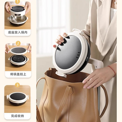 Portable Electric Cooking Pot Foldable Small Multi-Functional Stainless Steel Travel Split Electric Hot Pot Panela Eletrica