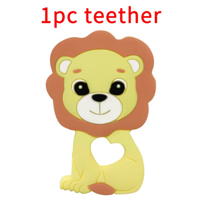 1/3/10pcs Lion Baby Silicone Teether Beads Toy DIY Pacifier Chain Necklaces Pendant Bite Chew Rodent For Teething Kids Toys