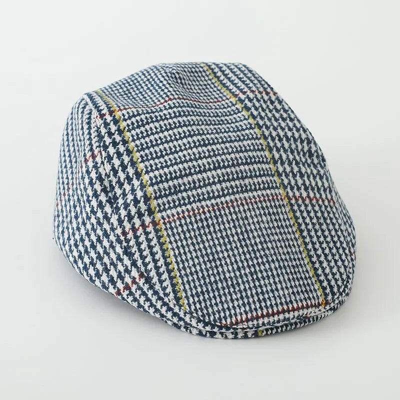 British Style Children's Forward Cap Retro Plaid Newsboy Hat Casual Octagonal Trendy Korean Version Knitted Casual Artist Hat