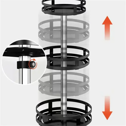 360° Rotation Carbon Steel Spice Rack Organizer Non-Skid Kitchen Storage Tray for Seasonings And Cans - Efficient Spice