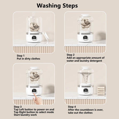 ONEKA 4000mAh Portable Automatic mini Washing Machine For Business Travel Home Outdoor Camping Laundry of Underwear Socks
