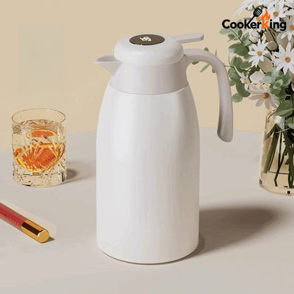 COOKER KING 2.2L Stainless Steel Coffee Pot 304 Stainless Steel+PP Intelligent Temperature Display Thermos Kettle Travel Kettle