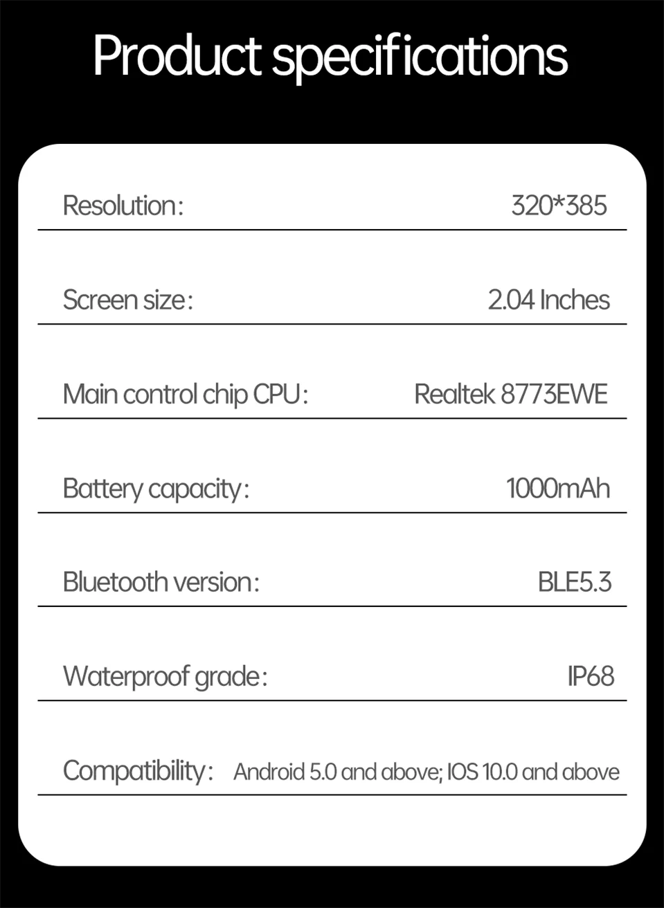 2025 new smart watch 1000MAH 2.04 inch ultra HD screen all day health heart rate detection 70+ sports IP68 waterproof BT call