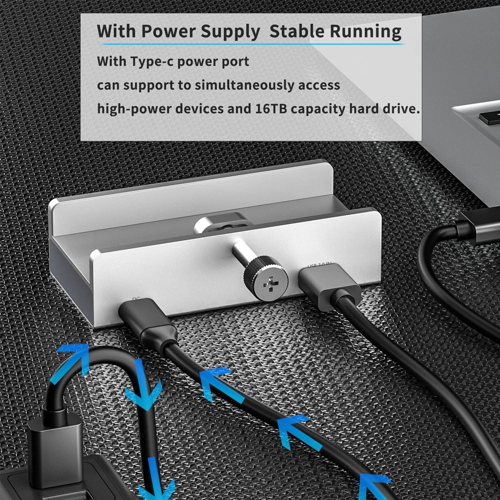 USB 3.0 HUB 6-in-1 Clip Style Docking Station 5Gbps Transmission Speed Splitter Extension Adapter Computer Accessory for Laptop