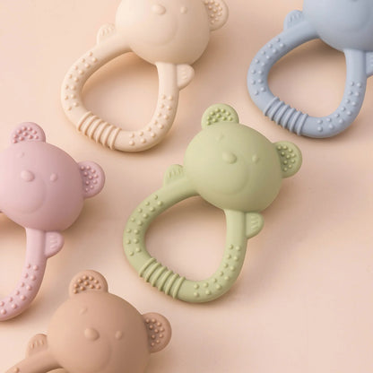 Color Kids 1PCS Silicone Baby Teether Toy BPA Free Chewing Ring Rattle Safe Teething Infant Soothing Gums Baby Shower Gift