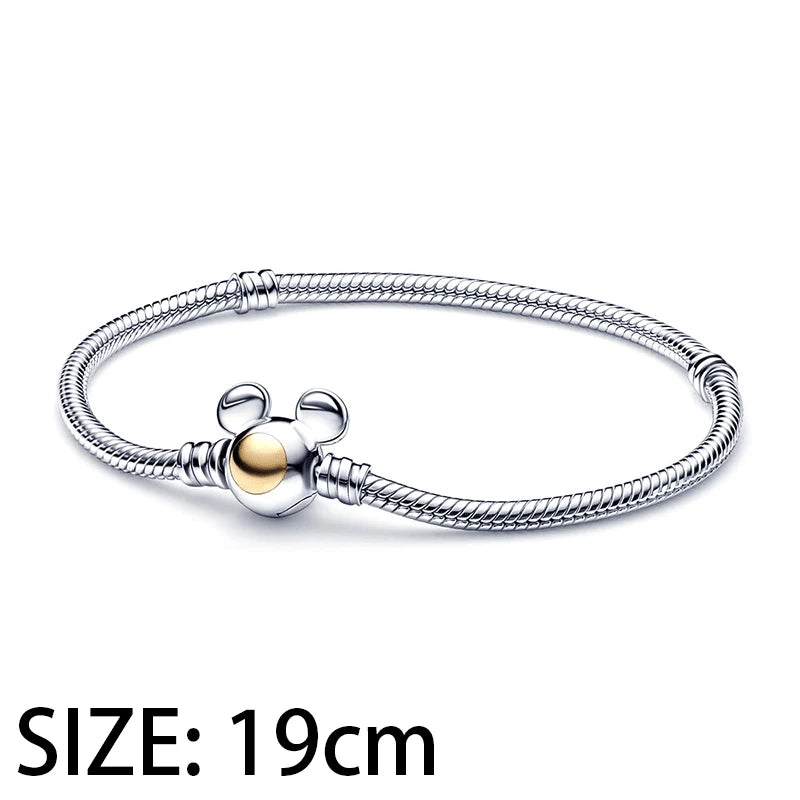 Disney Plata De Ley 925 Silver Charm Monster Activity Flowers Pendant Beads Original Women Bracelets Bangles DIY Jewelry Gift