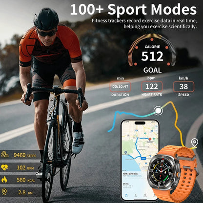 Smart Watch 8 Ultra 2025 Color Matching GPS Compass Smart Watch BT call NFC IP68 Waterproof 4GB Health monitoring Reduction 100%