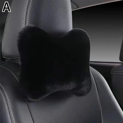 Winter Car Seat Neck Rest Pillow Plush Car Headrest Plush Cushion Warmth And Comfort Universal Lumbar Pillow Support Accessories