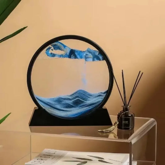 Office Home Decor 3D Extract Hourglass Quicksand Moving Sand Art Picture Round Glass Deep Sea Sandscape Craft Flowing Painting