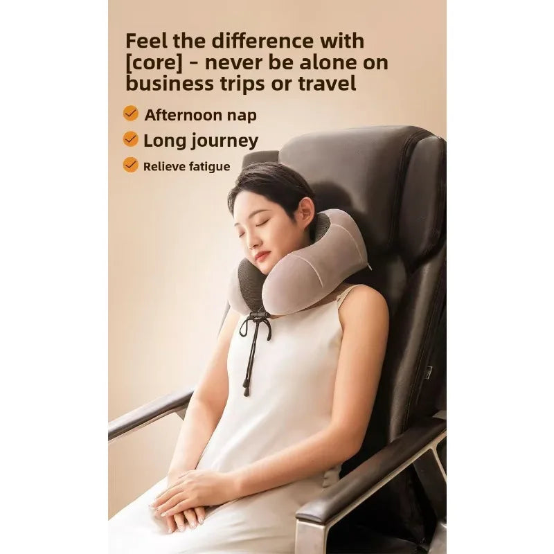 New Memory Cotton U-shaped Neck Pillow Massage Function Soft Travel Companion Suitable for Airplane Car and Neck Support