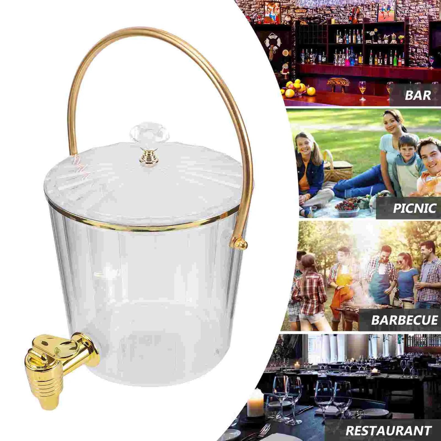 Water Bottle Ice Bucket Cold Jug Cocktail Dispenser Juice Containers for Party Beverage Fridge Drink Dispensers Pool