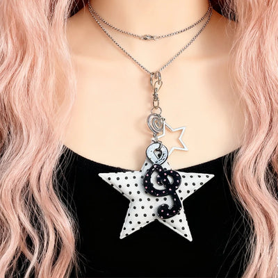 Korean Fashion Polka Dot Star Swirl Pendant Necklace Women Vintage Cartoon Harajuku Aesthetic Y2K Necklace Accessories Jewelry