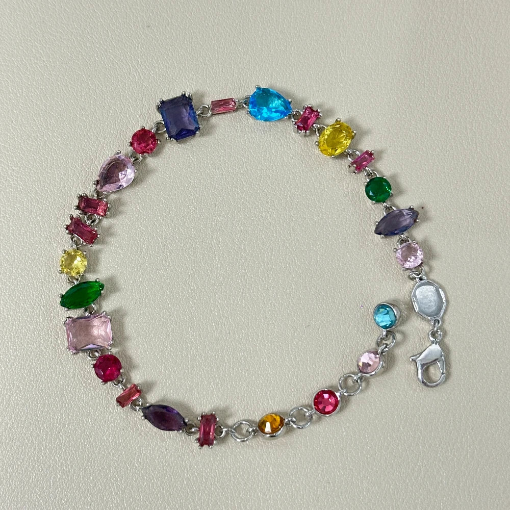 YEEVAA Candy Colorful Imitation Crystal Dopamine Unique Design Choker Necklace Bracelet Earrings, Jewelry for Women Bridal Gift