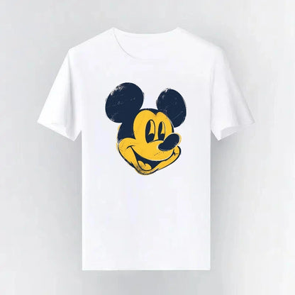 Mickey Mouse Disney Printing Pattern Casual Black O-Neck Short Sleeves Man Tops Trendy Woman Loose Tshirts Parent-child Clothing