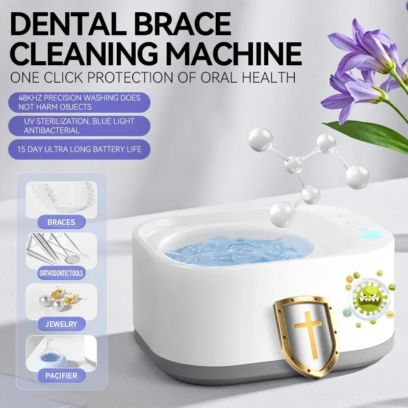 2026 New 48KHz Ultrasonic Cleaner UV Sterilization For Dentures Jewelry Glasses Home Use 99.9% Disinfection 5 Mins Fast Cleaning