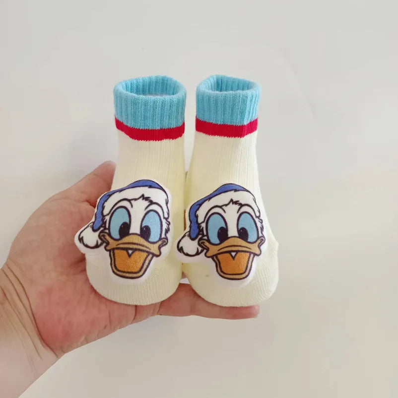 Disney Mickey Stitch Cartoon Cute Doll Baby Socks Cotton Non-slip Sock Newborn Girls Clothes Boys Accessories Babies Stuff Kids