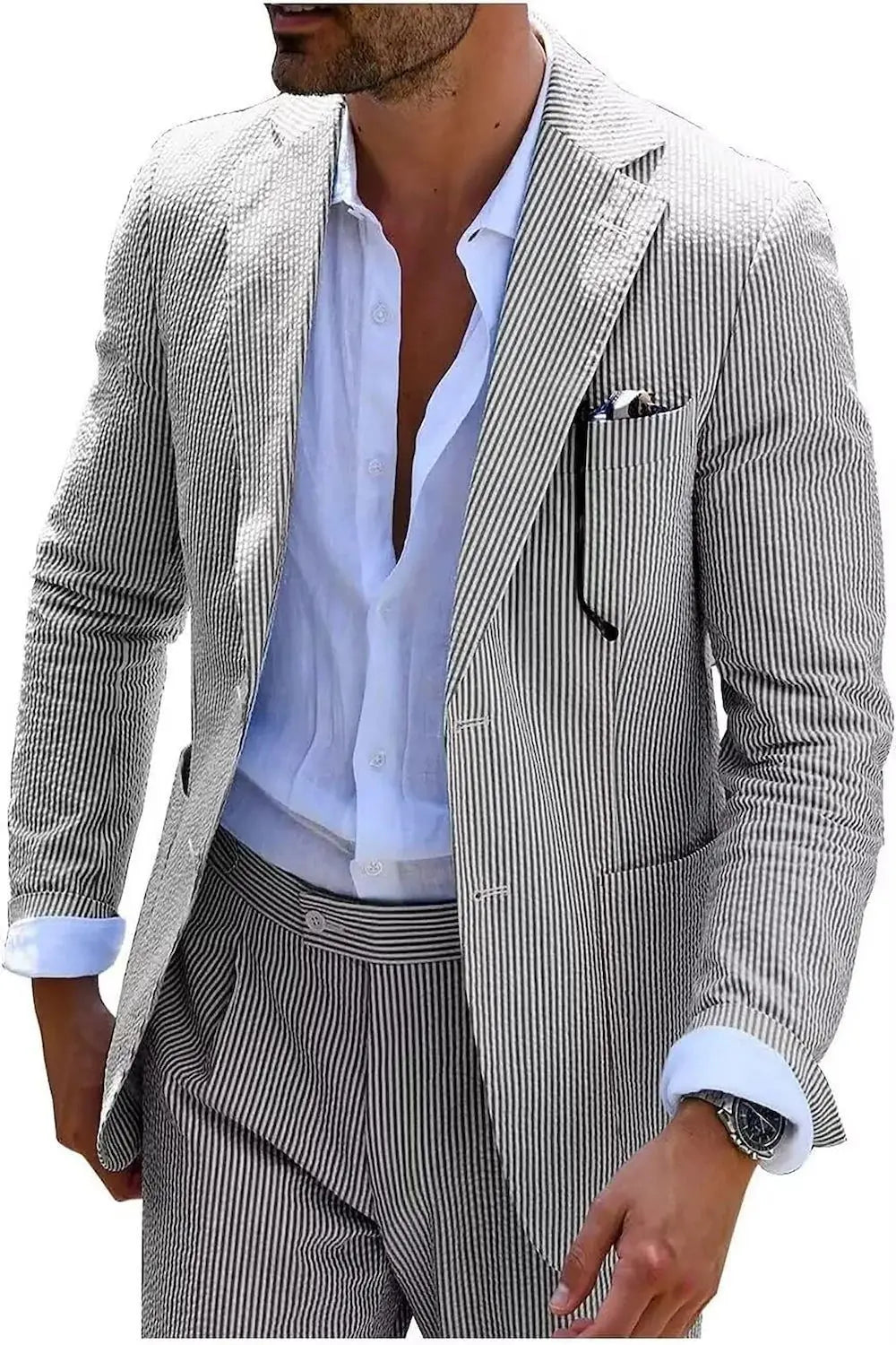2025 Spring New Men Digital Print Casual Suit Set Jacket Pants Two Piece Cross Border Trade
