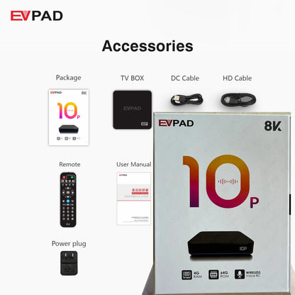 [Genuine] EVPAD 10P 2024 Super JP Korea USA TV box Hot sell Asia SG MY CA UK AUS Newest media player update from EVPAD 6P tv box