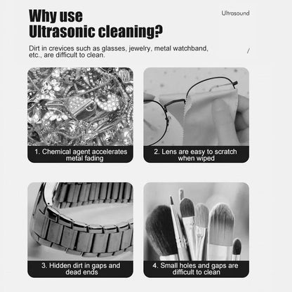 Household Cleaning Machine Mini Vibration Wash Cleaner Portable Ring Cleaner for Necklaces Glasses Watch (without Battery)