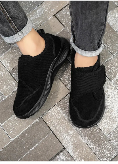 Wide Footed Shoes Winter Suede Casual Shoes Men Anti Slip Sole Loafers Women Minimalist Style Snow Comfortable Thick Soled Shoes
