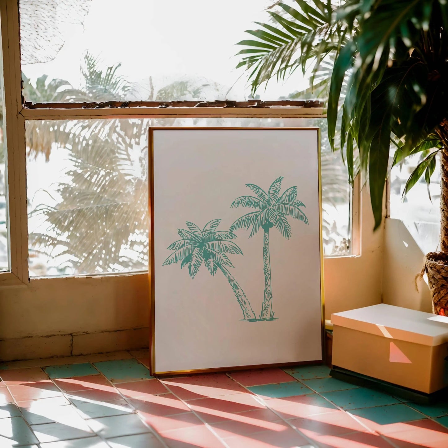 Summer Bikini Poster Fashion Bikini Shell Conch Palm Tree Wall Art Beach Print Ocean Home Living Room Bedroom Dorm Decoration