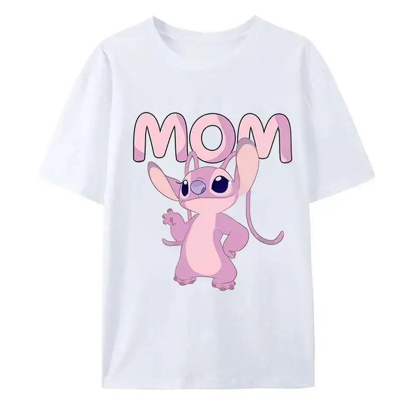 Stitch  Adult Dad Mom T-Shirt Tops Man Woman Summer Parent-child Clothing Tee Family Clothes Cartoon Anime