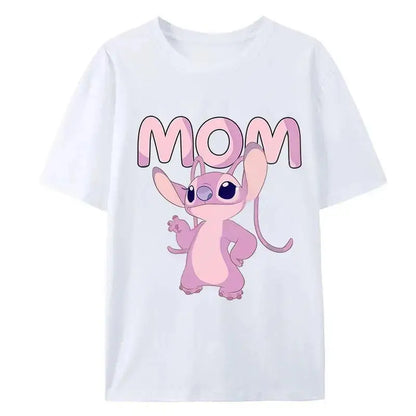 Stitch  Adult Dad Mom T-Shirt Tops Man Woman Summer Parent-child Clothing Tee Family Clothes Cartoon Anime