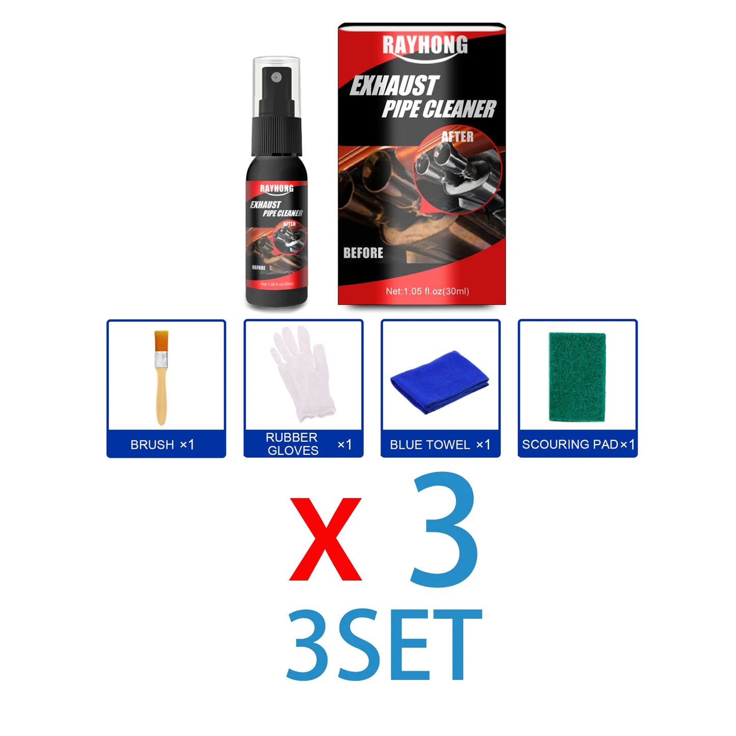 Exhaust Pipe Cleaner Polish Kit Metal Polish Rust Remover Motorcycle Car Muffler Chrome Restorer Safe No Damage Easy Clean 30ml