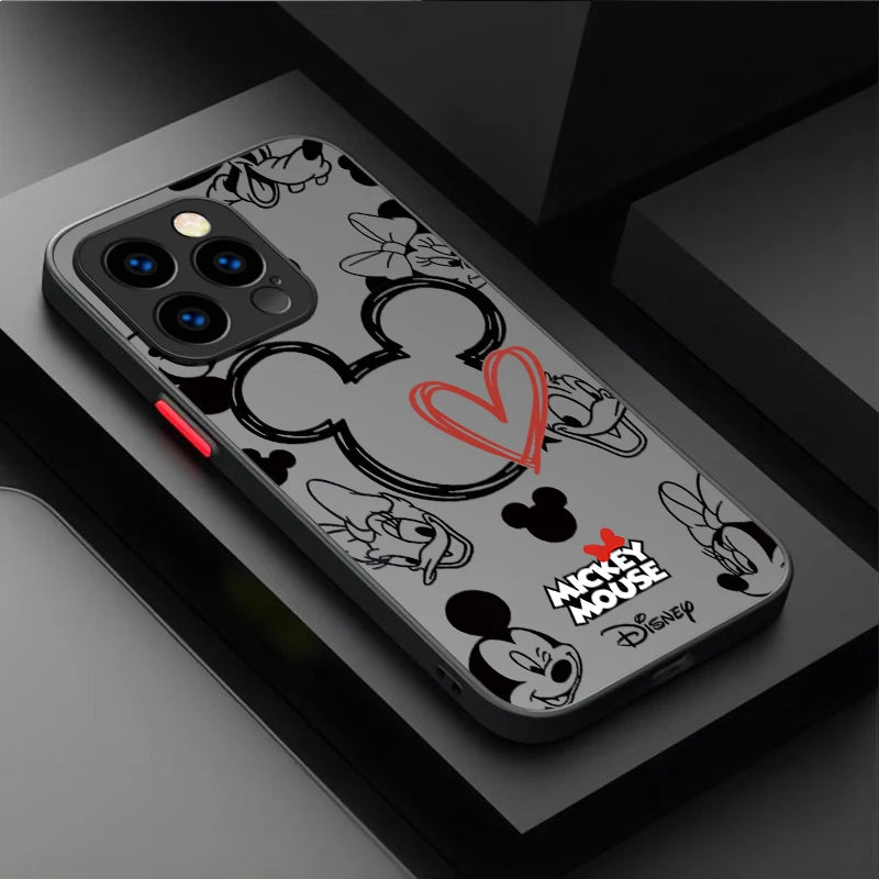 Disney Mickey and Minnie Logo Hard Phone Case For iPhone 17 Air 15 16E 16 14 13 12 11 Pro Max XR 7 8 Plus SE 2020 Bumper Cover