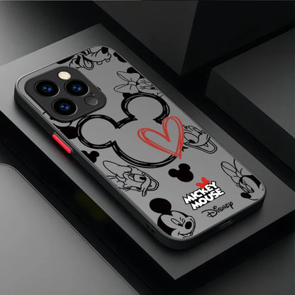 Disney Mickey and Minnie Logo Hard Phone Case For iPhone 17 Air 15 16E 16 14 13 12 11 Pro Max XR 7 8 Plus SE 2020 Bumper Cover